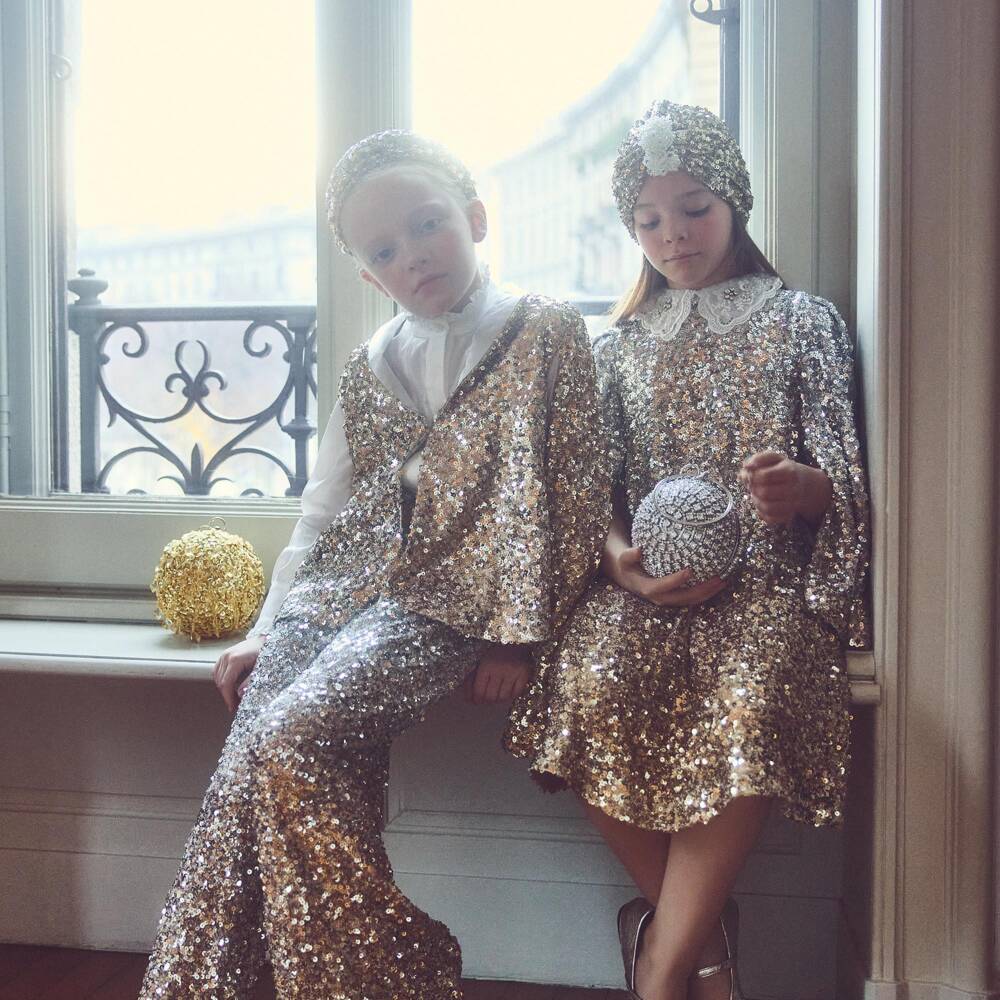 Junona-Girls Gold Sequin Globe Bag (14cm) | Childrensalon