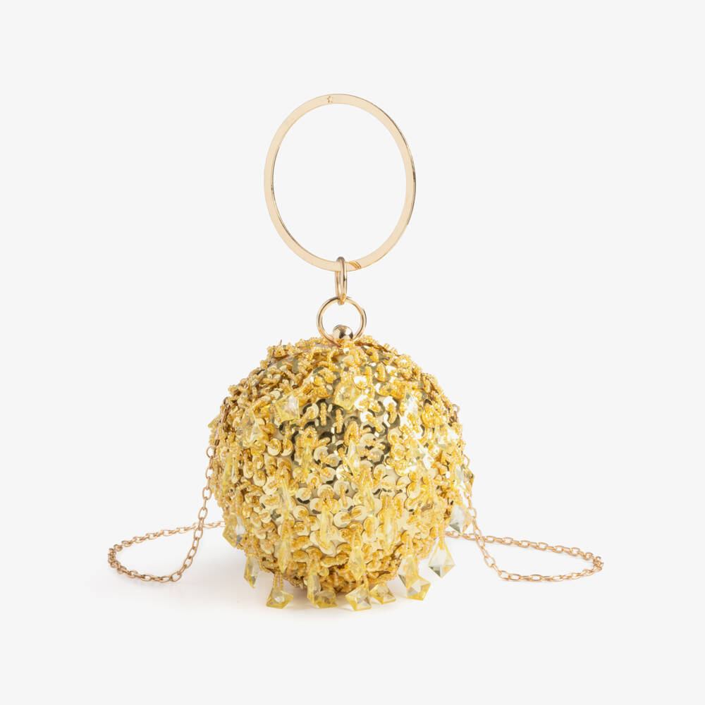 Junona-Girls Gold Sequin Globe Bag (14cm) | Childrensalon