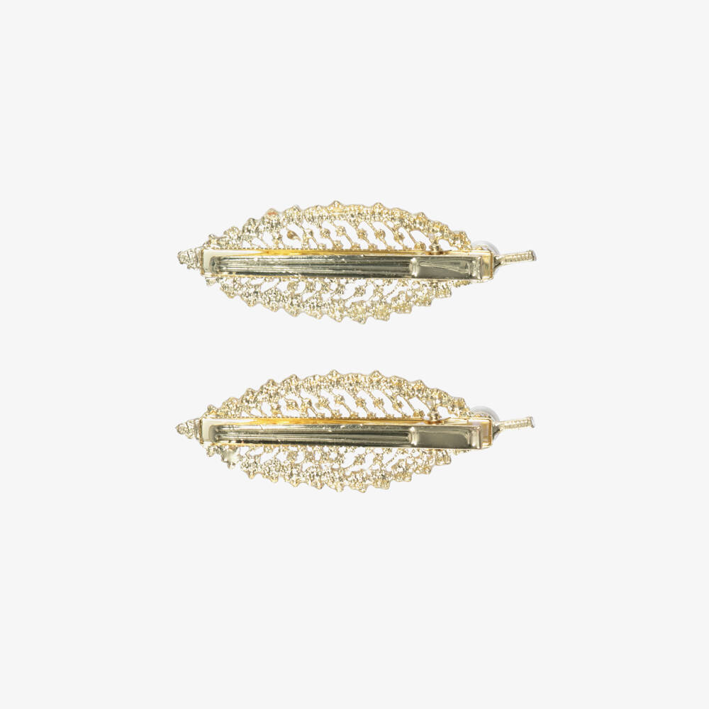 Junona-Girls Gold & Silver Feather Hairclips (2 pack) | Childrensalon