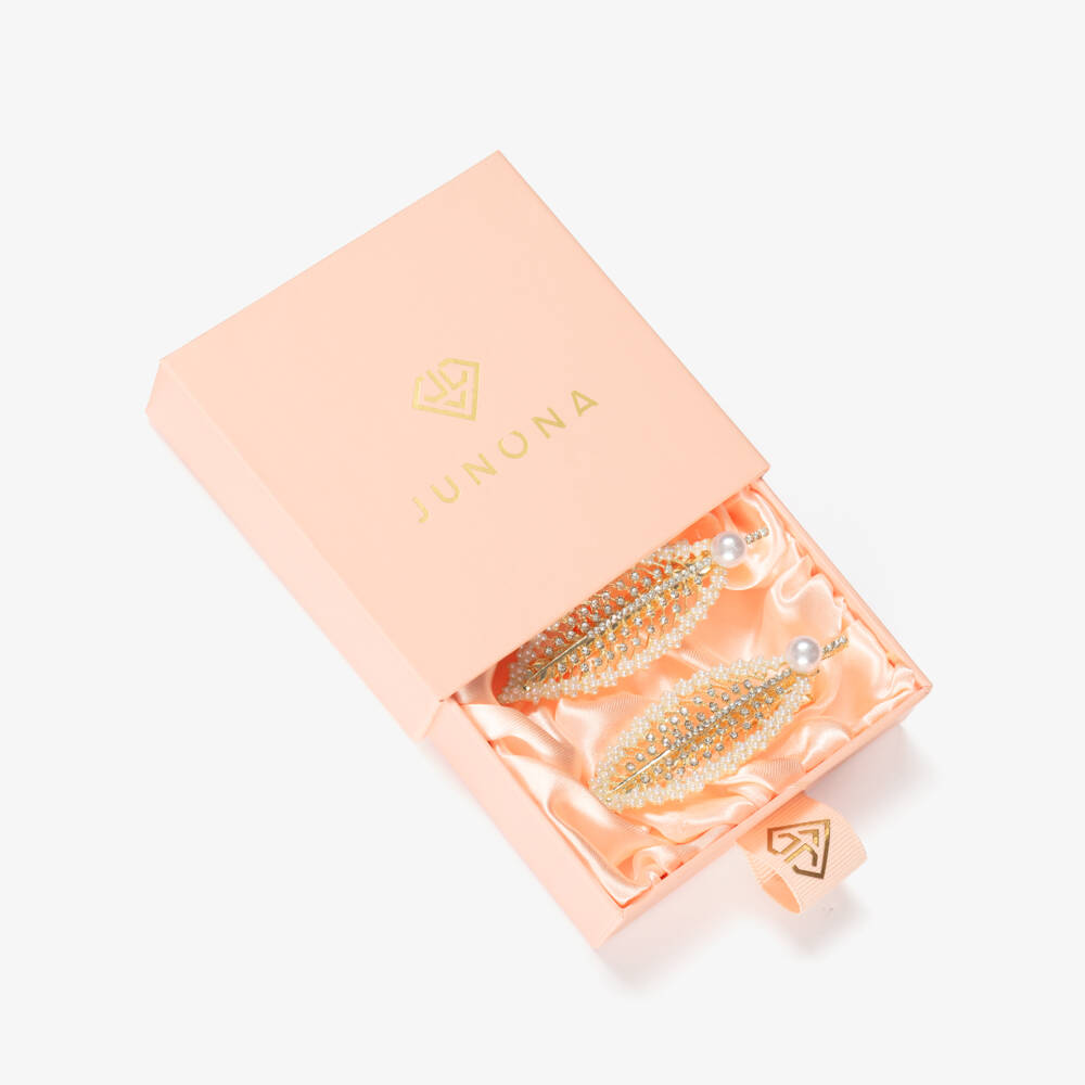 Junona-Girls Gold & Silver Feather Hairclips (2 pack) | Childrensalon