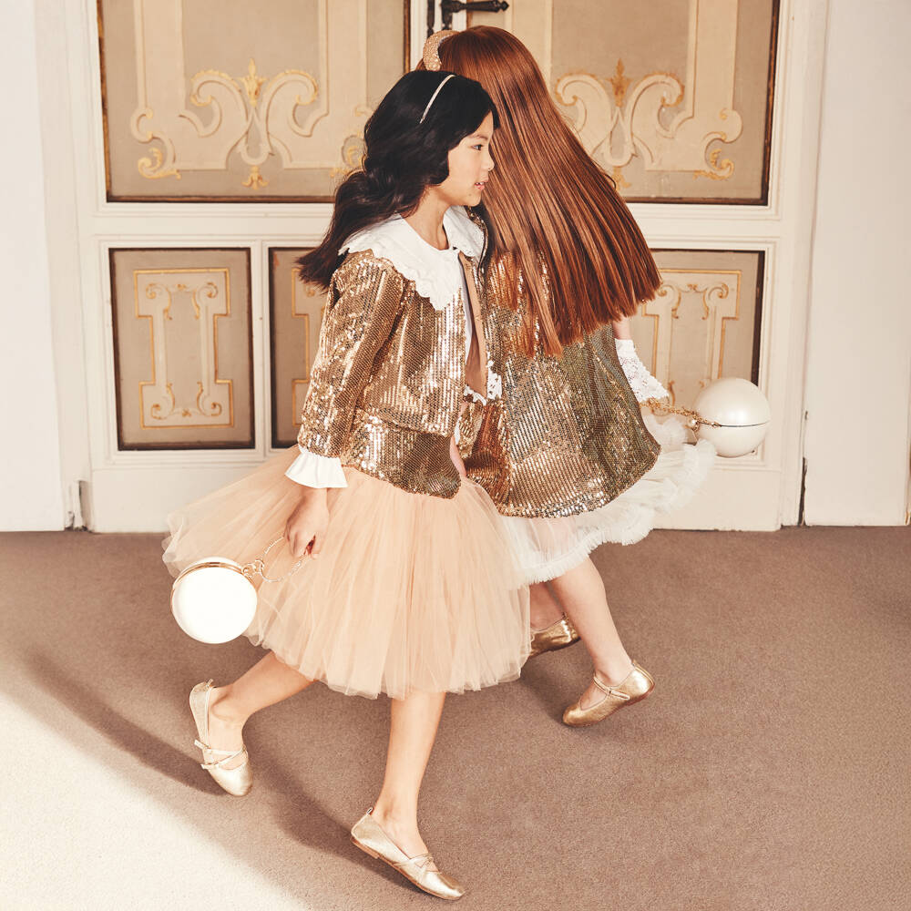 Junona-Girls Ivory Ball Handbag with Diamanté Handle | Childrensalon