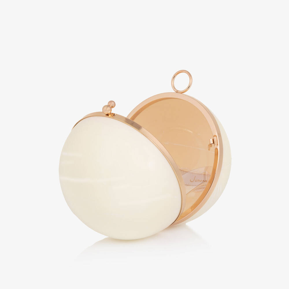 Junona-Girls Ivory Ball Handbag with Diamanté Handle | Childrensalon