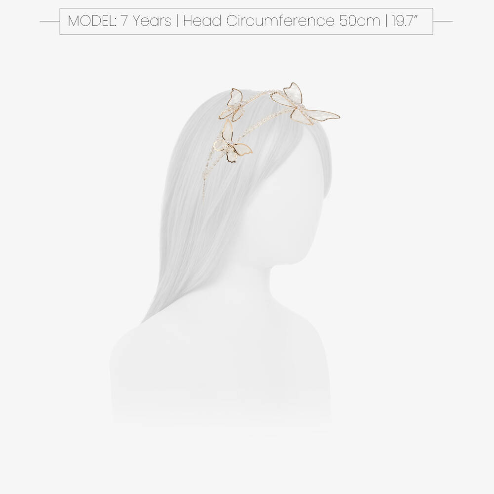 Junona-Girls Ivory Bead & Lace Butterfly Hairband | Childrensalon