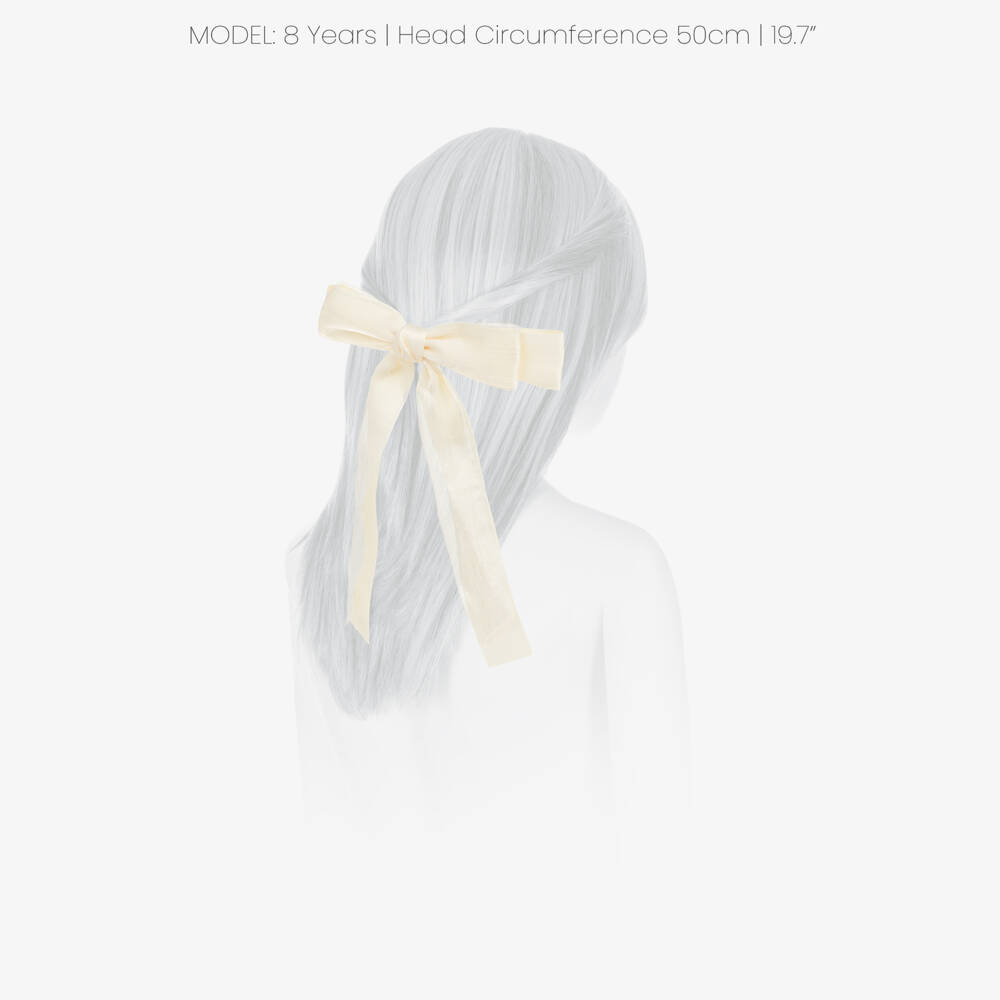 Junona-Girls Ivory Bow Hairclip (14cm) | Childrensalon