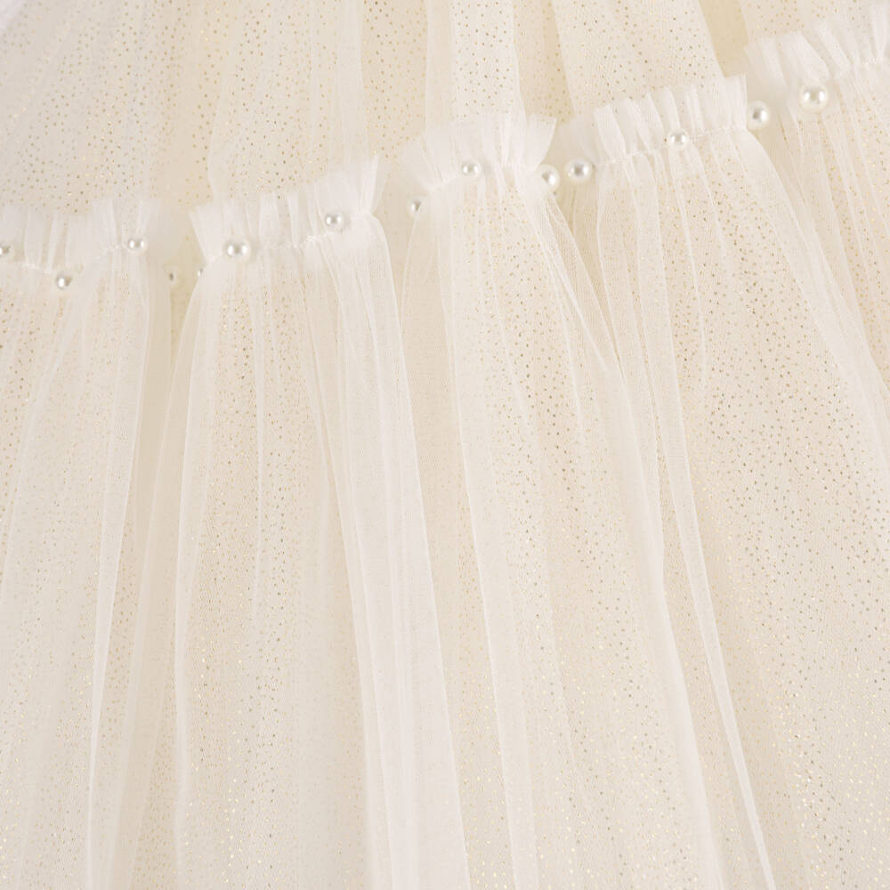 Junona-Girls Ivory Dress with a Glittery Tulle Skirt | Childrensalon