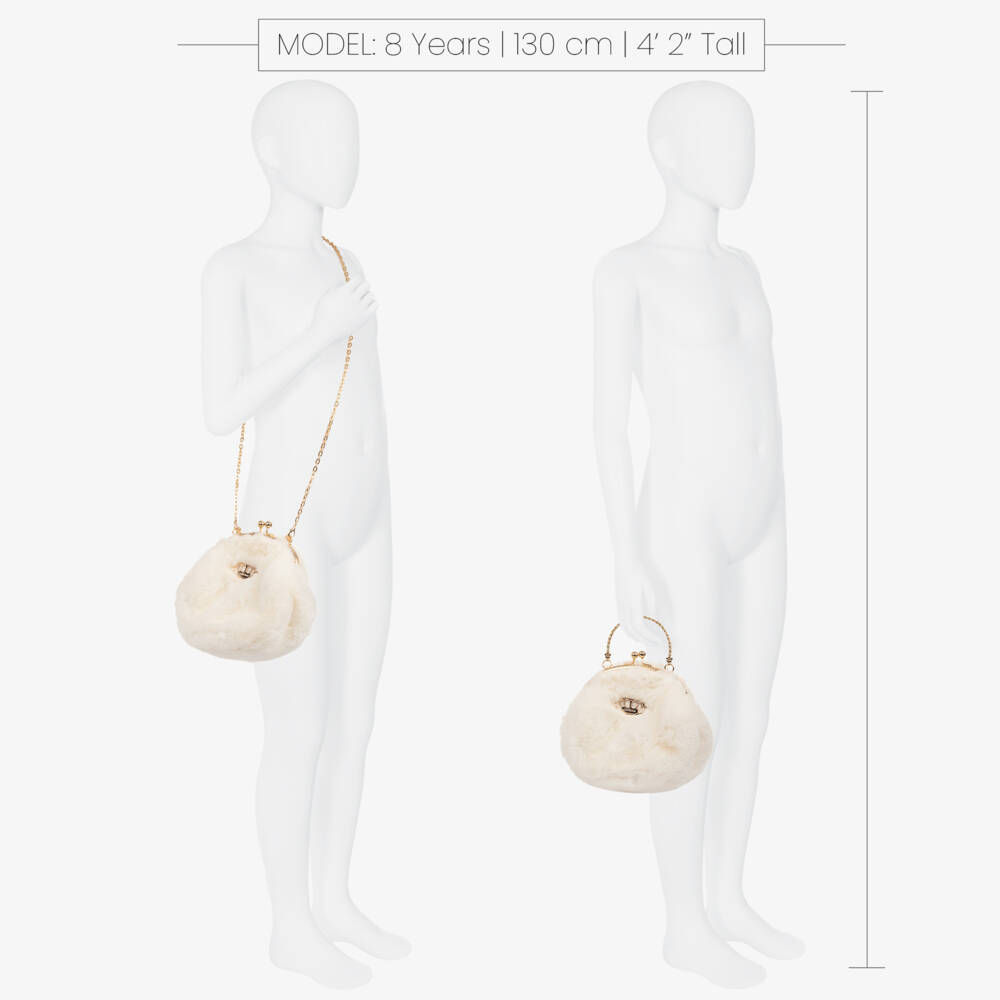 Junona-Girls Ivory Faux Fur Bunny Bag (20cm) | Childrensalon