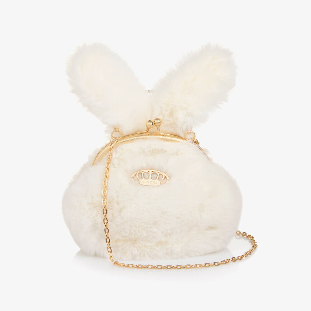 Junona-Girls Ivory Faux Fur Bunny Bag (20cm) | Childrensalon