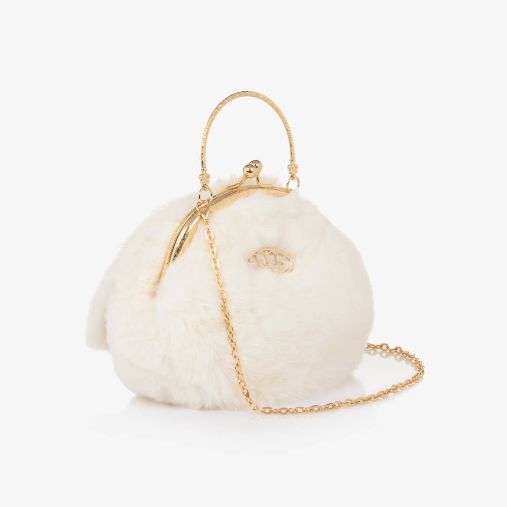 Junona-Girls Ivory Faux Fur Bunny Bag (20cm) | Childrensalon