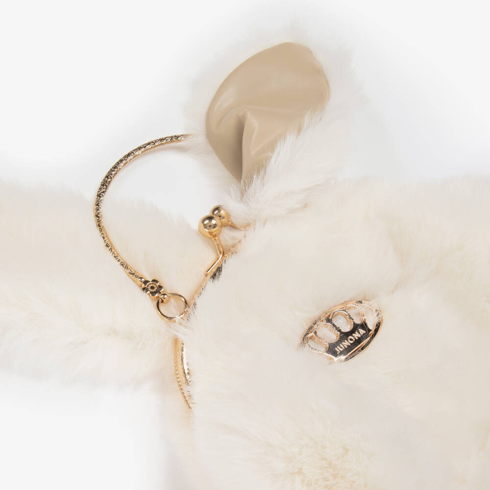 Junona-Girls Ivory Faux Fur Bunny Bag (20cm) | Childrensalon