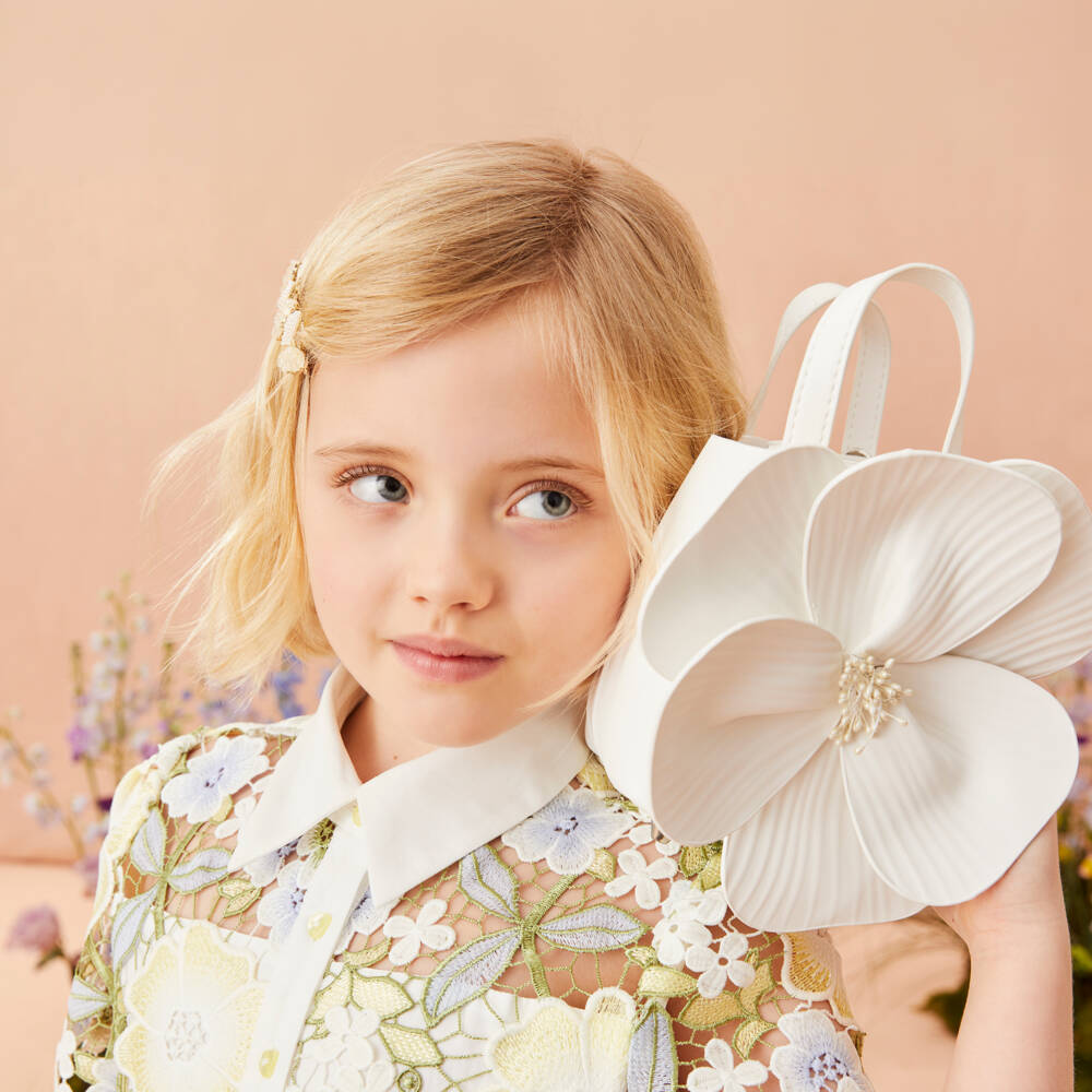 Junona-Girls Ivory & Gold Beaded Butterfly Hair Clips (2 Pack) | Childrensalon