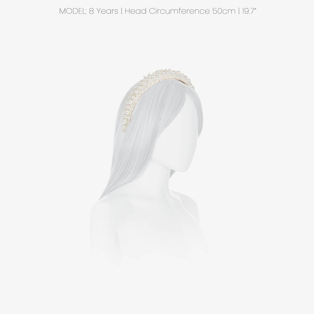 Junona-Girls Ivory Hairband with Beads & Pearls | Childrensalon