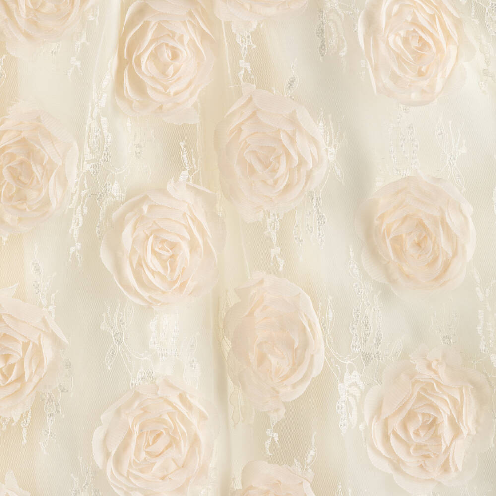 Junona-Girls Ivory Lace & Flower Dress with Tiered Collar | Childrensalon