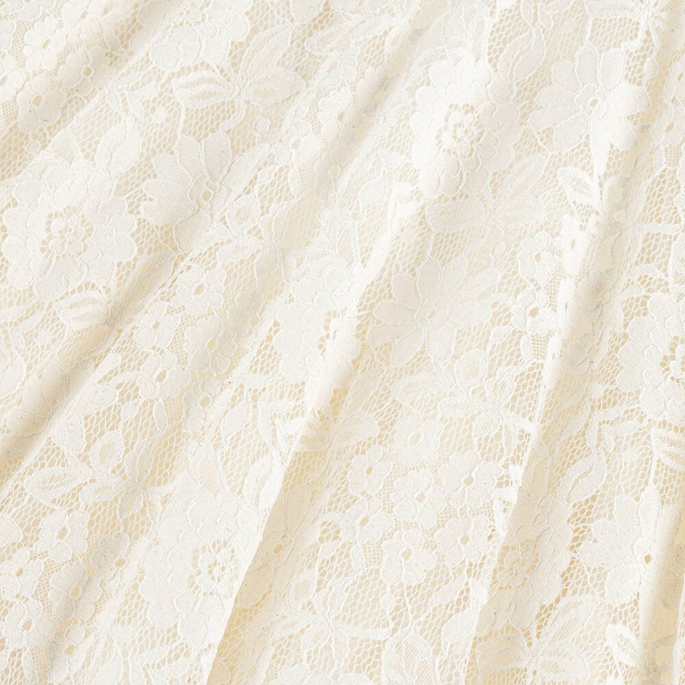 Junona-Girls Ivory Lace Flutter Sleeved Dress | Childrensalon