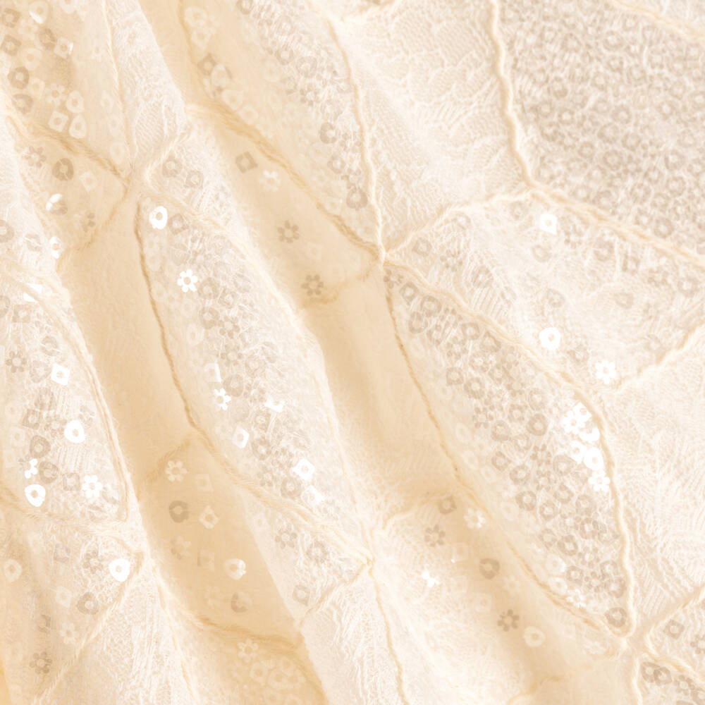 Junona-Girls Ivory Lace & Sequin Dress with Organza Bow | Childrensalon