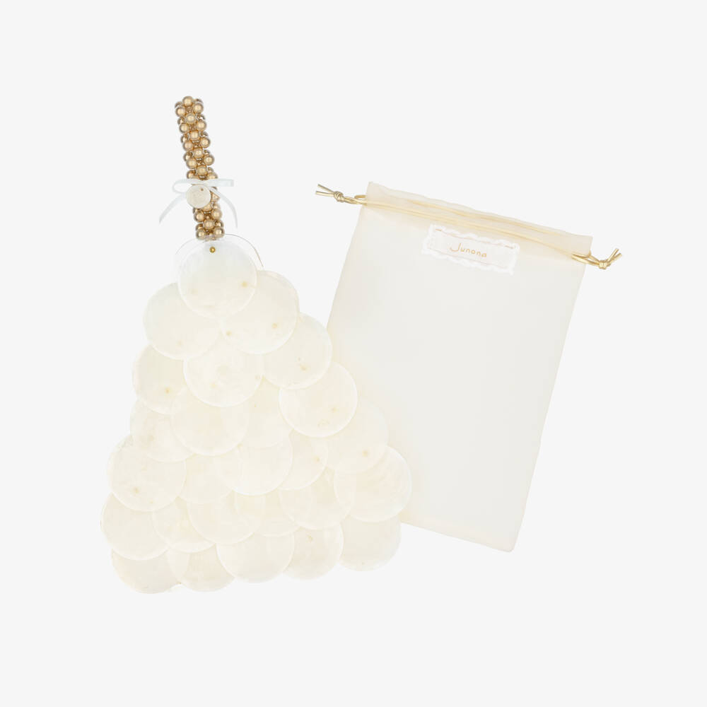Junona-Girls Ivory Pearlescent Shell Handbag (21cm) | Childrensalon