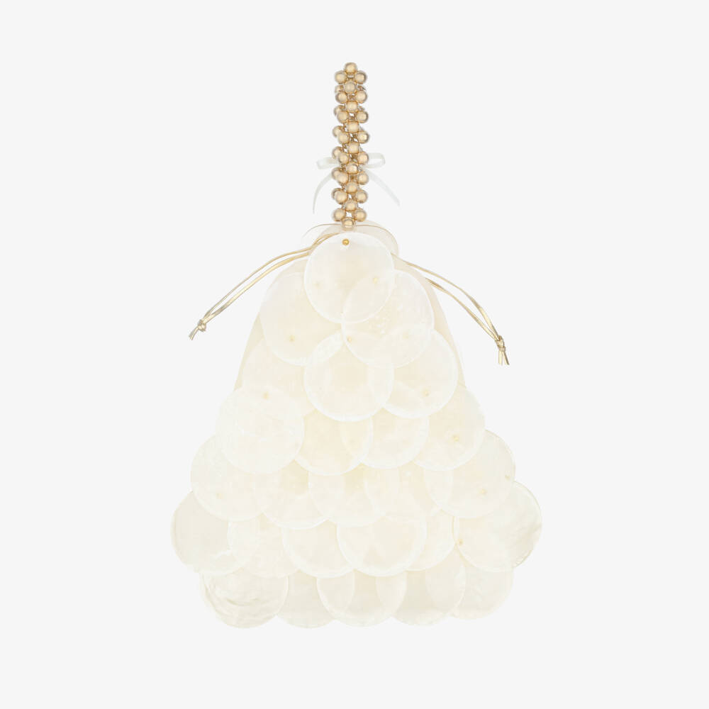 Junona-Girls Ivory Pearlescent Shell Handbag (21cm) | Childrensalon