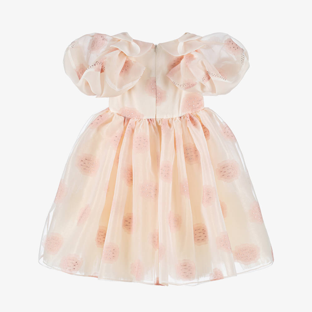 Junona-Girls Ivory & Pink Floral Organza Dress | Childrensalon