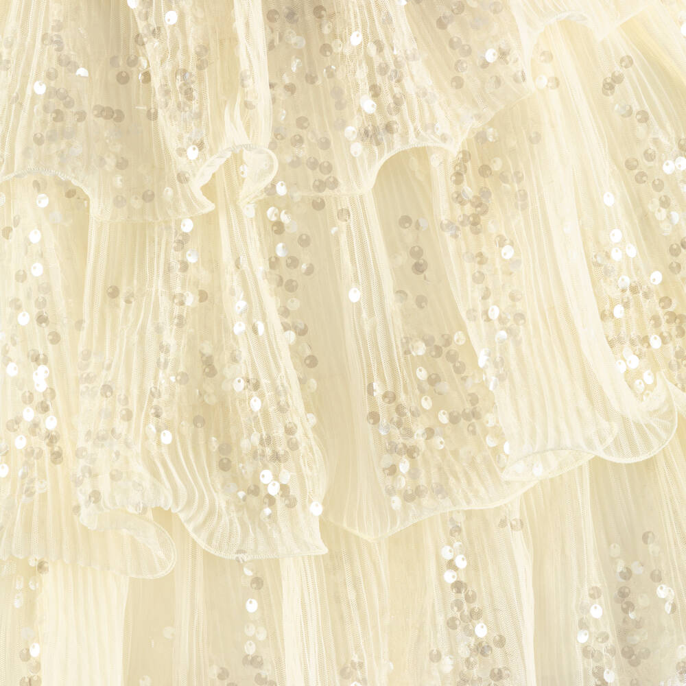 Junona-Girls Ivory Sequin Tulle Layered Dress | Childrensalon