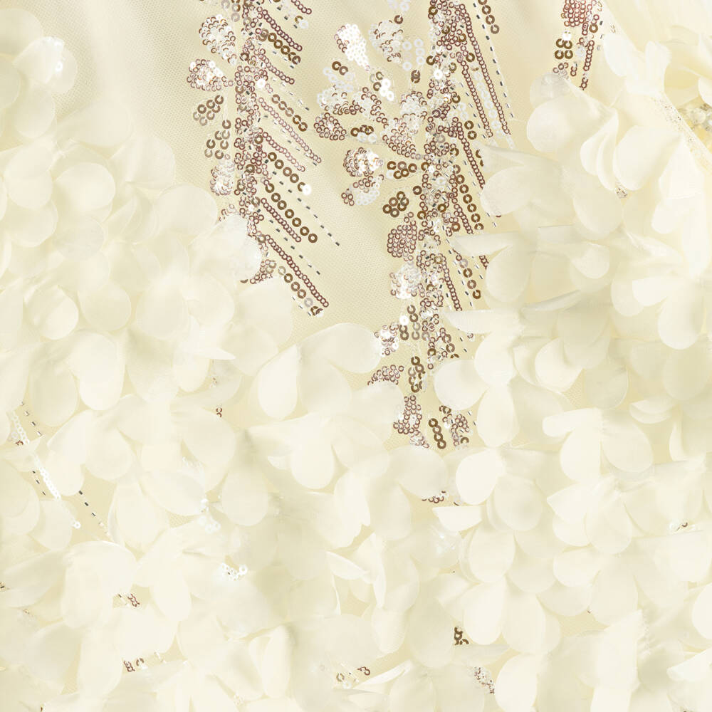Junona-Girls Ivory Tulle Dress with Sequin & Floral Embellishments | Childrensalon
