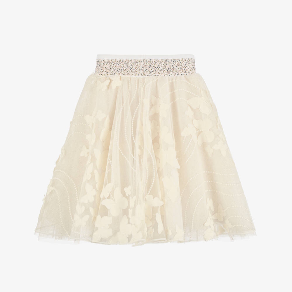 Junona-Girls Ivory Tulle Skirt with Butterfly Appliqués | Childrensalon