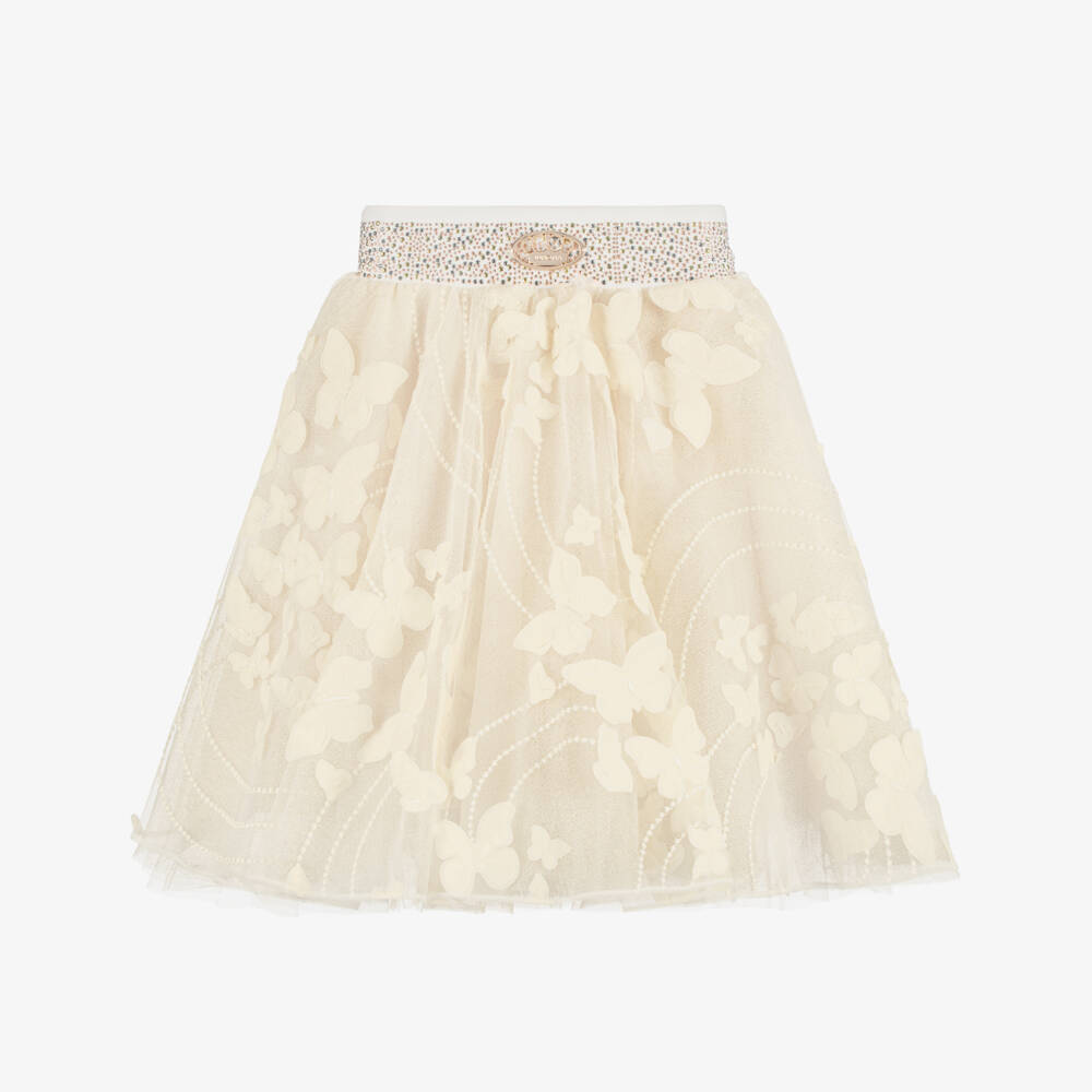 Junona-Girls Ivory Tulle Skirt with Butterfly Appliqués | Childrensalon