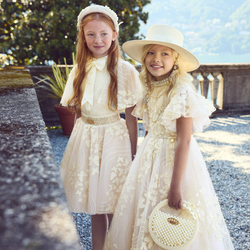Junona-Girls Ivory Tulle Skirt with Butterfly Appliqués | Childrensalon