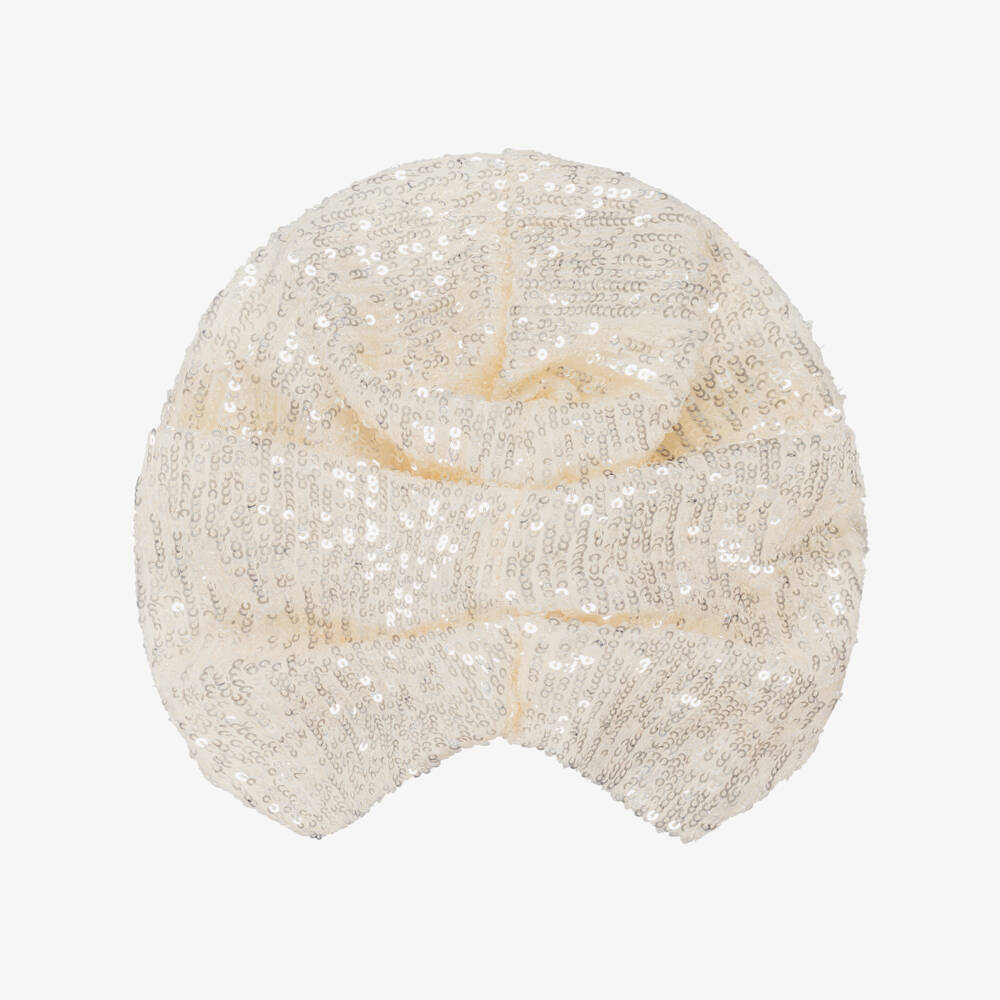 Junona-Girls Ivory Turban with Sequins & Faux Pearls | Childrensalon