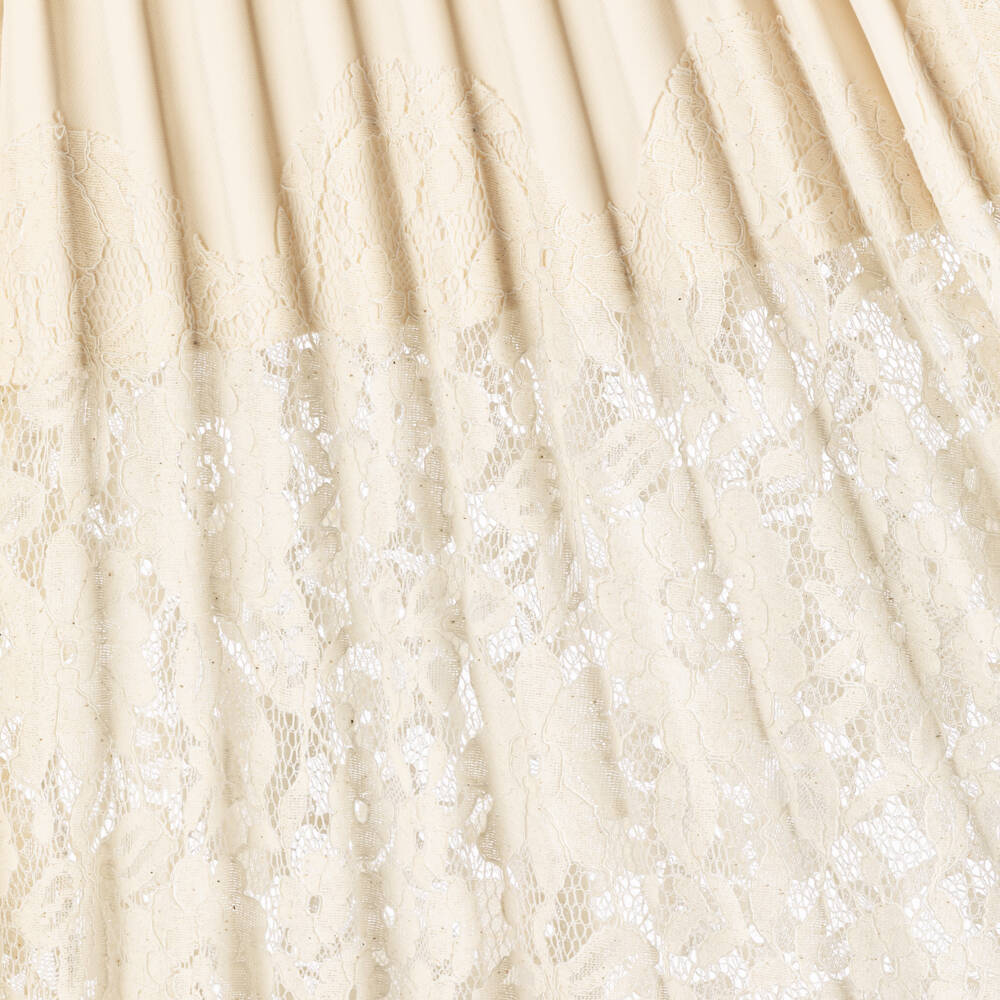 Junona-Girls Ivory Wide-Leg Pleated Lace Trousers | Childrensalon