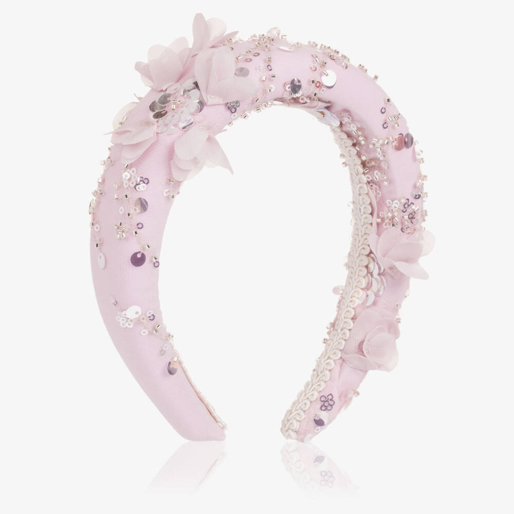 Junona-Girls Lilac Sequin & Floral Embellished Hairband | Childrensalon