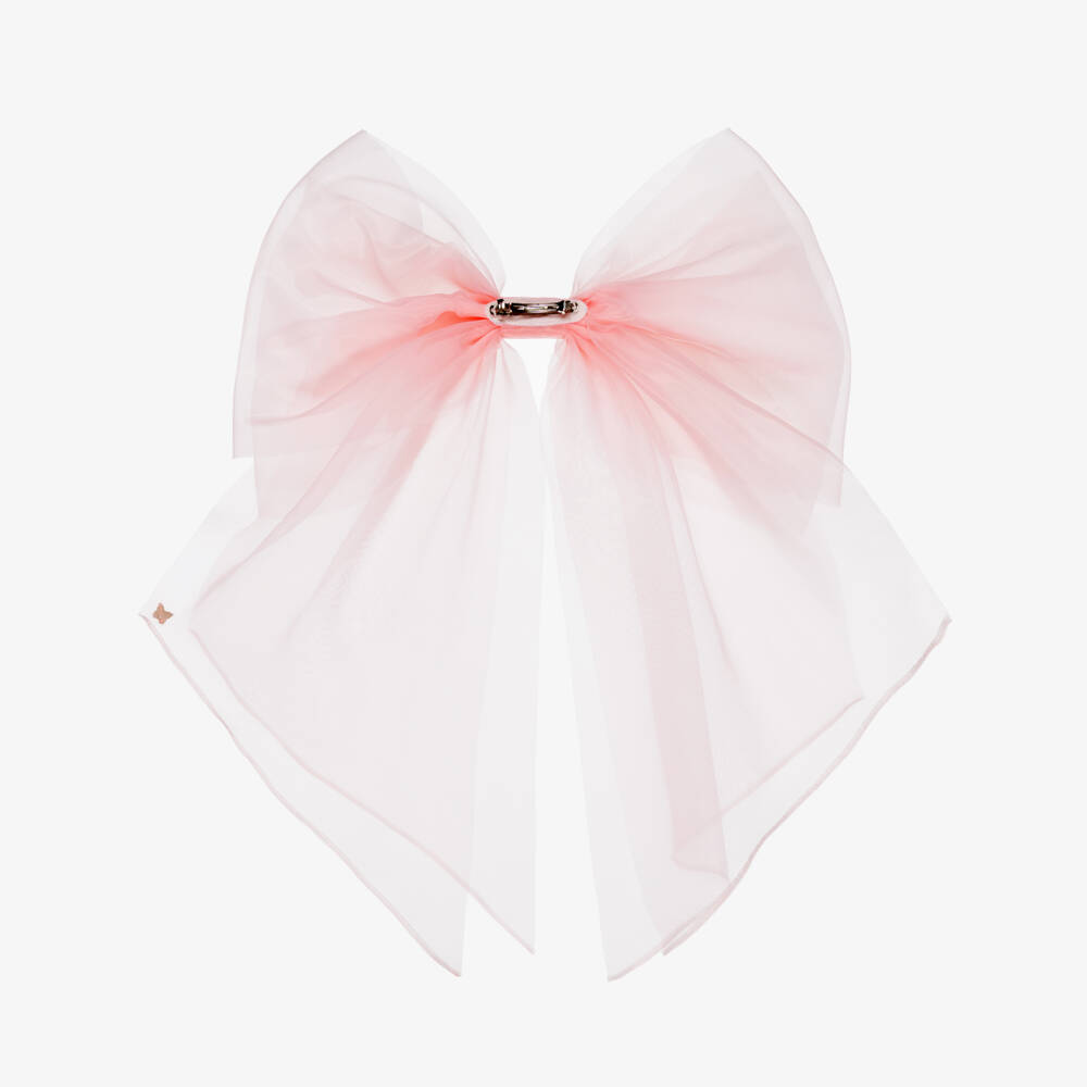Junona-Girls Pale Pink Organza Bow Hair Clip (40cm) | Childrensalon