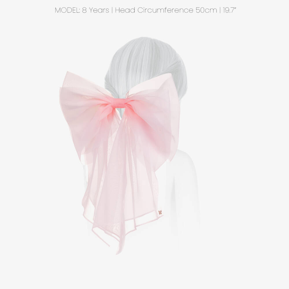 Junona-Girls Pale Pink Organza Bow Hair Clip (40cm) | Childrensalon