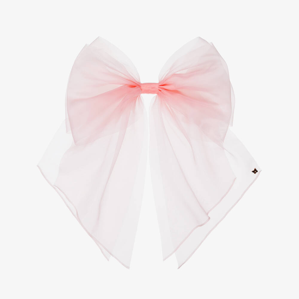Junona-Girls Pale Pink Organza Bow Hair Clip (40cm) | Childrensalon