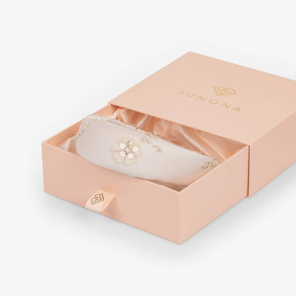 Junona-Girls Pale Pink Padded Hairband with Sequinned Flowers | Childrensalon