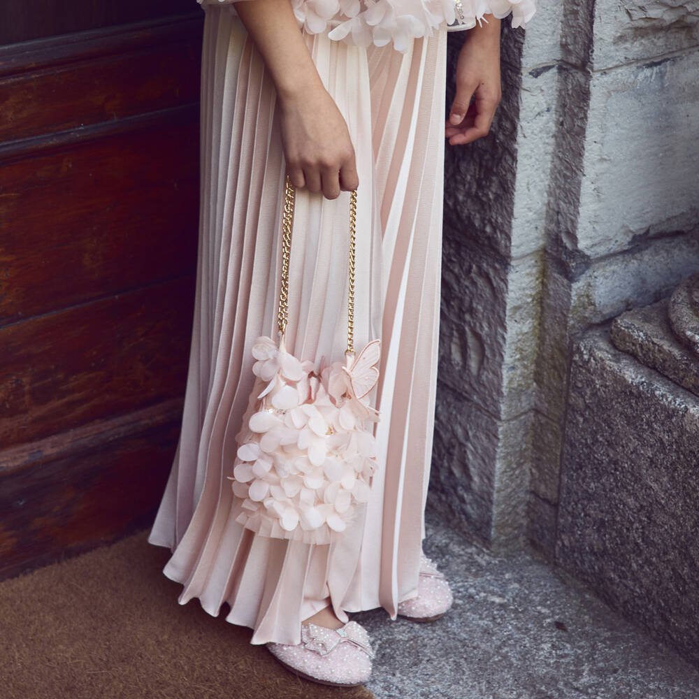 Junona-Girls Pale Pink Tulle Butterfly Bag (12cm) | Childrensalon