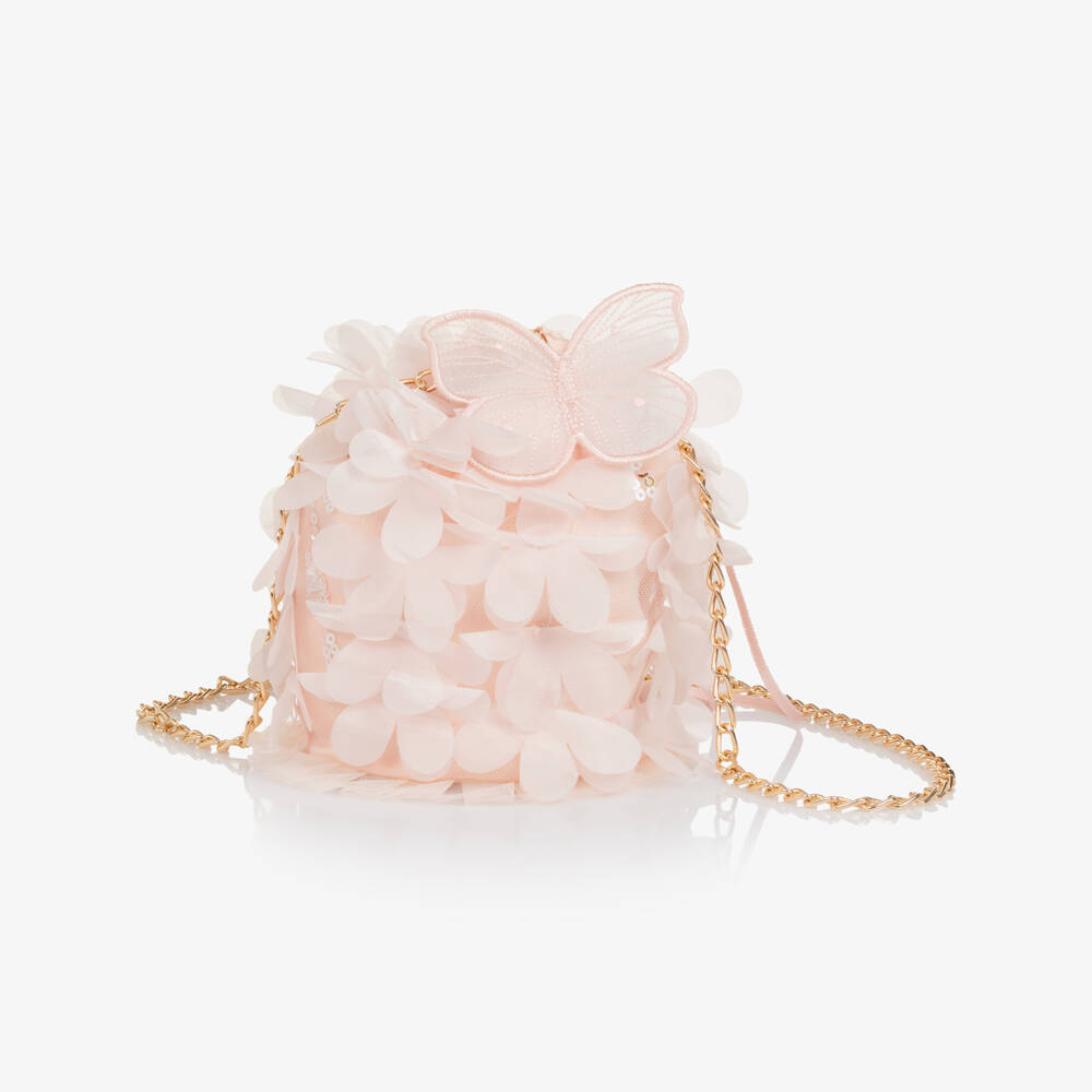 Junona-Girls Pale Pink Tulle Butterfly Bag (12cm) | Childrensalon