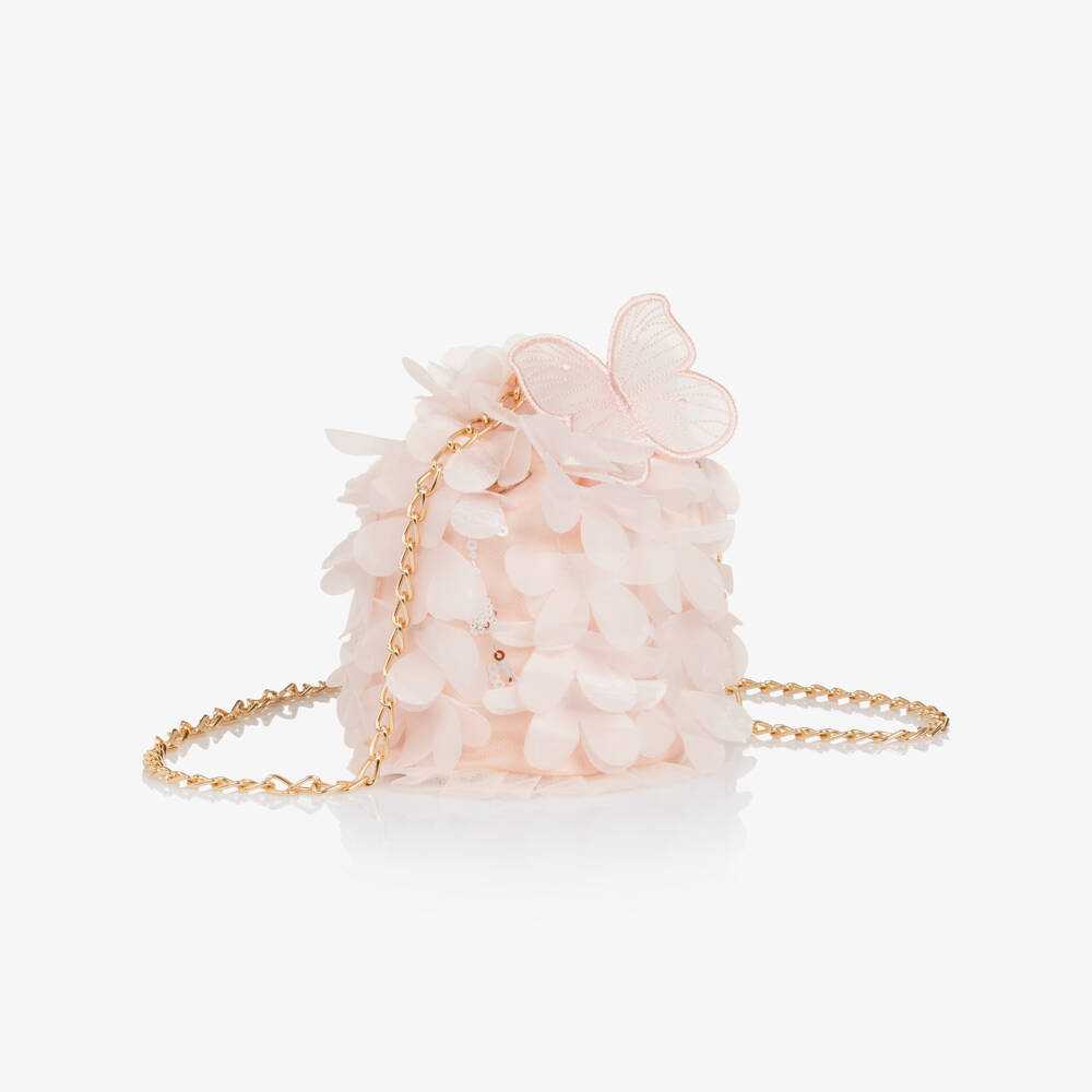 Junona-Girls Pale Pink Tulle Butterfly Bag (12cm) | Childrensalon
