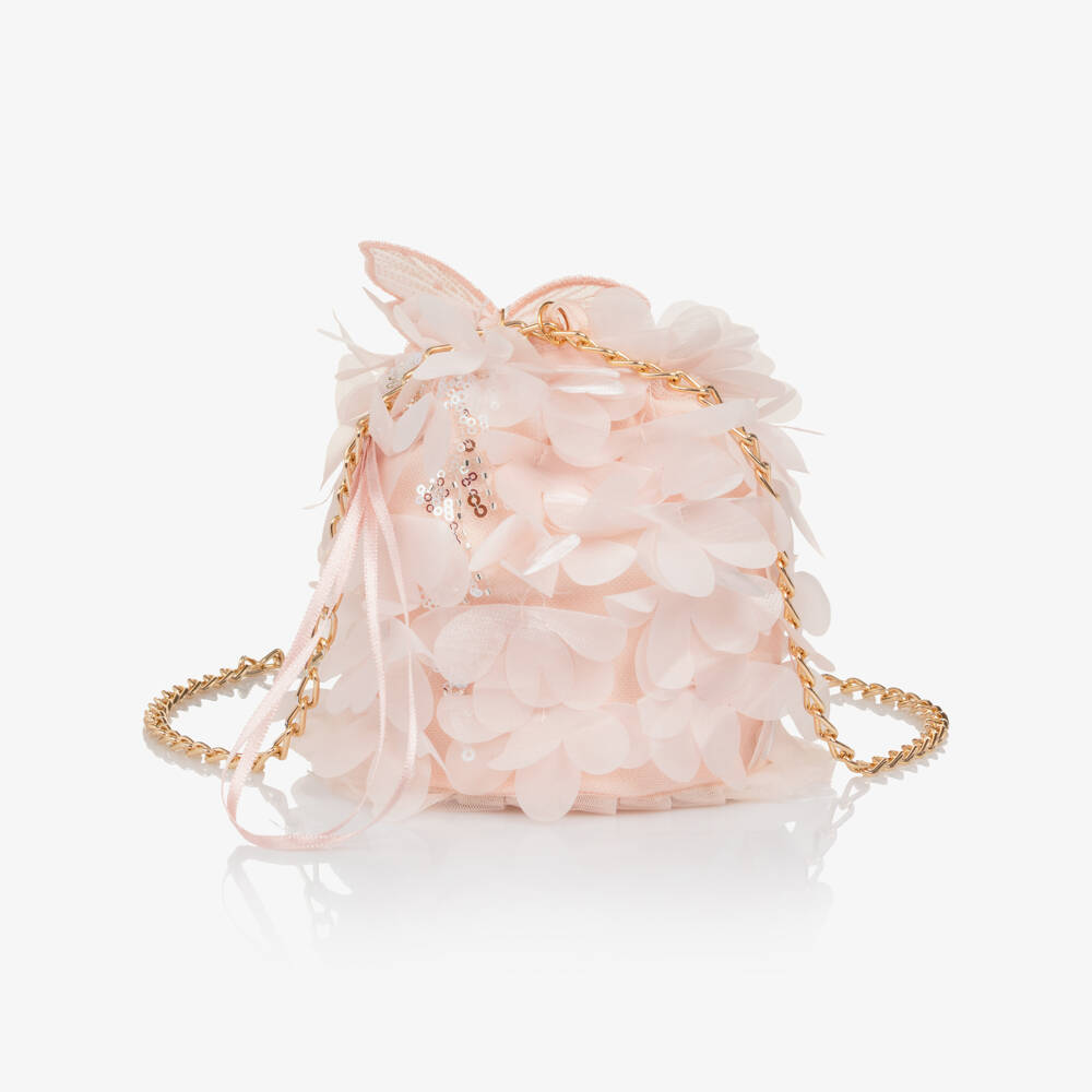 Junona-Girls Pale Pink Tulle Butterfly Bag (12cm) | Childrensalon