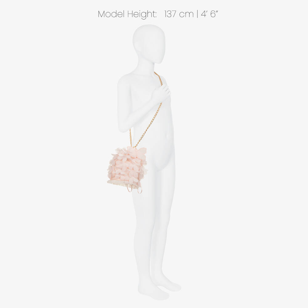 Junona-Girls Pale Pink Tulle Butterfly Bag (12cm) | Childrensalon