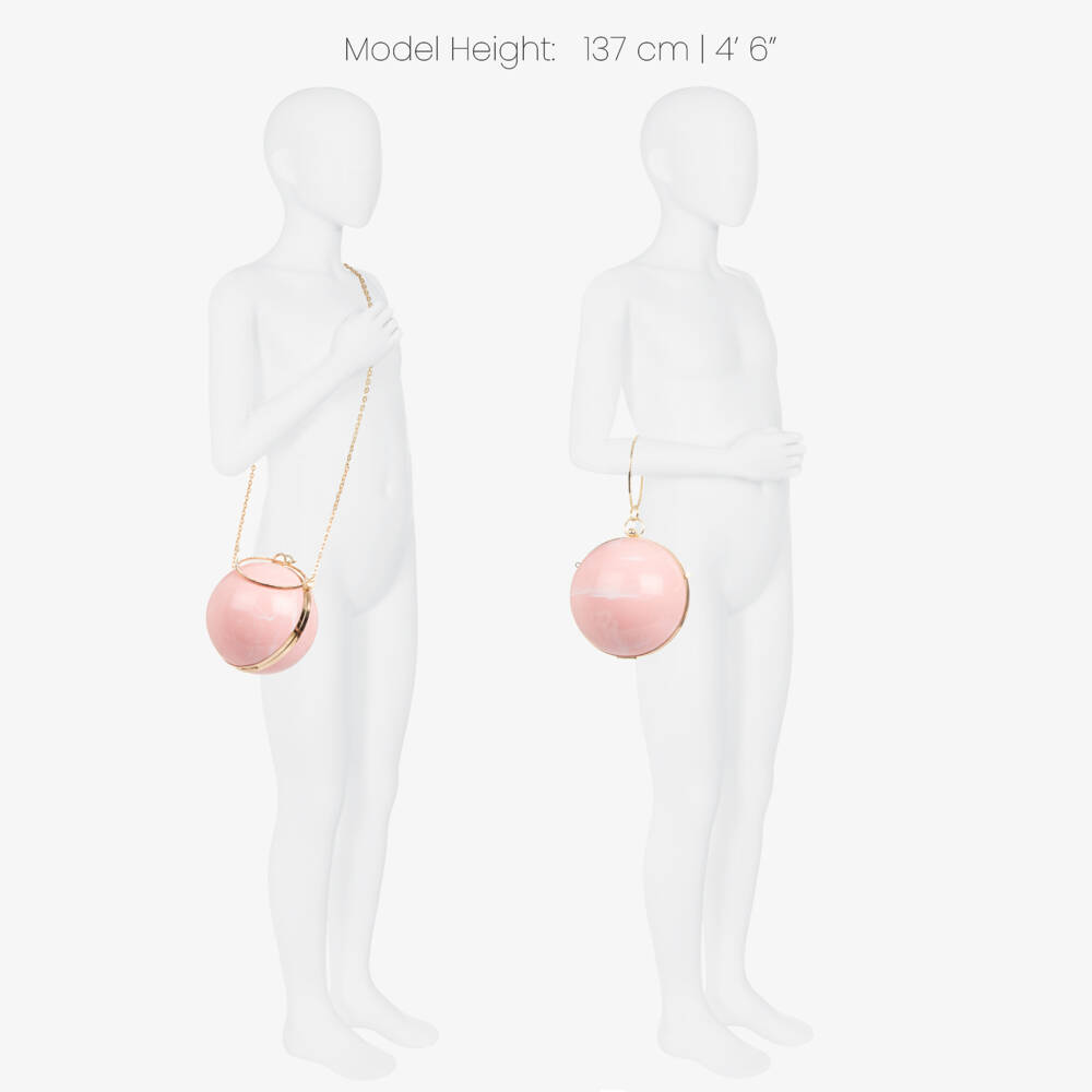 Junona-Girls Pink Ball Handbag with Diamanté Handle (15cm) | Childrensalon