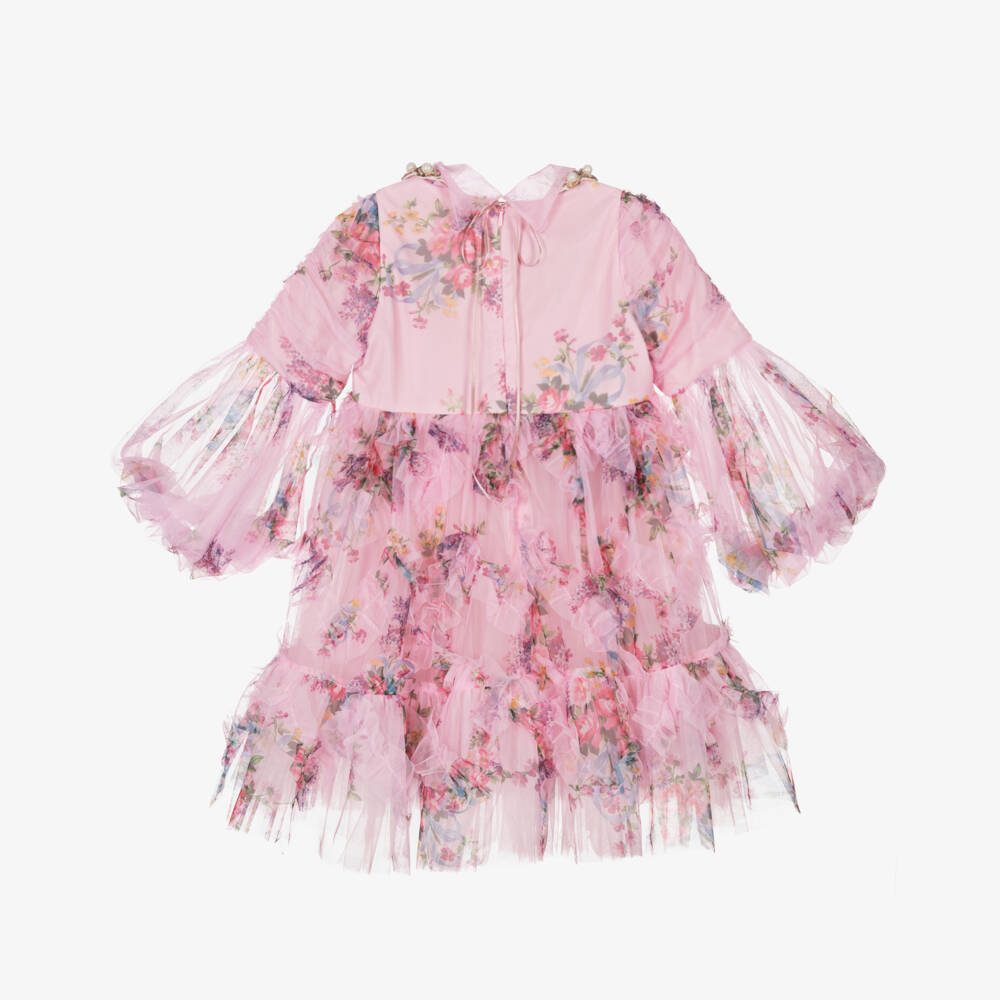 Junona-Girls Pink Floral Print Dress | Childrensalon