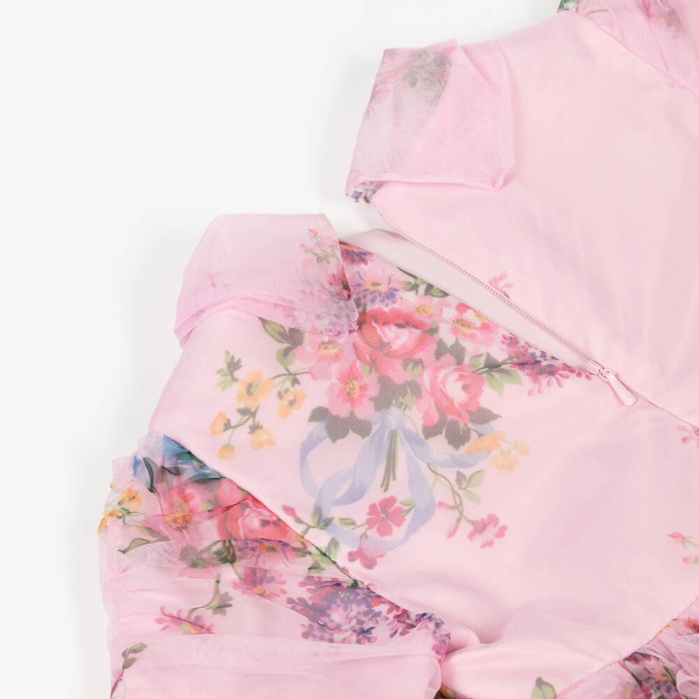 Junona-Girls Pink Floral Print Dress | Childrensalon