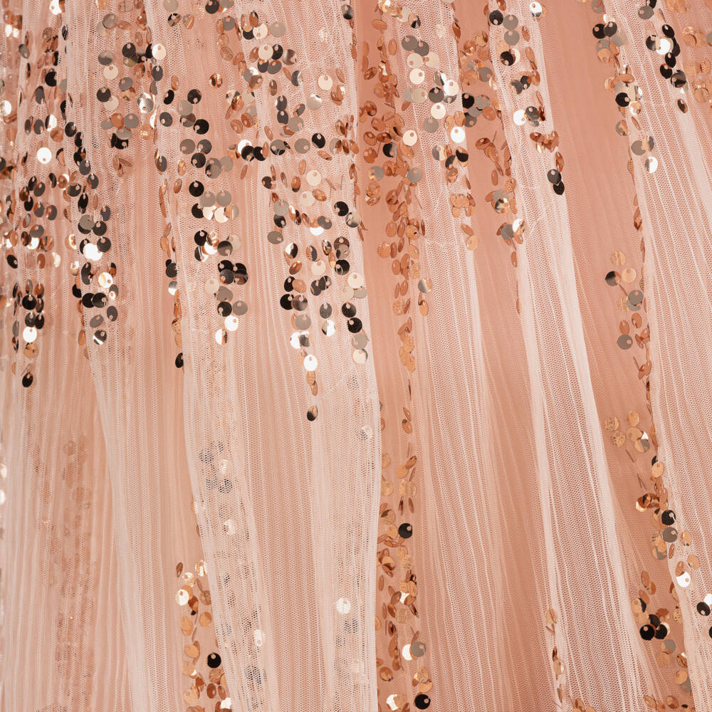 Junona-Girls Pink Plissé Tulle Sequinned Skirt | Childrensalon