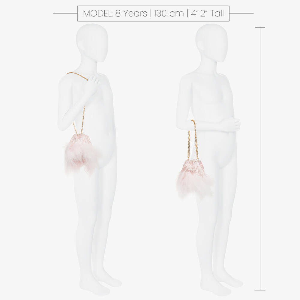 Junona-Girls Pink Sequin & Feather Bag (11cm) | Childrensalon