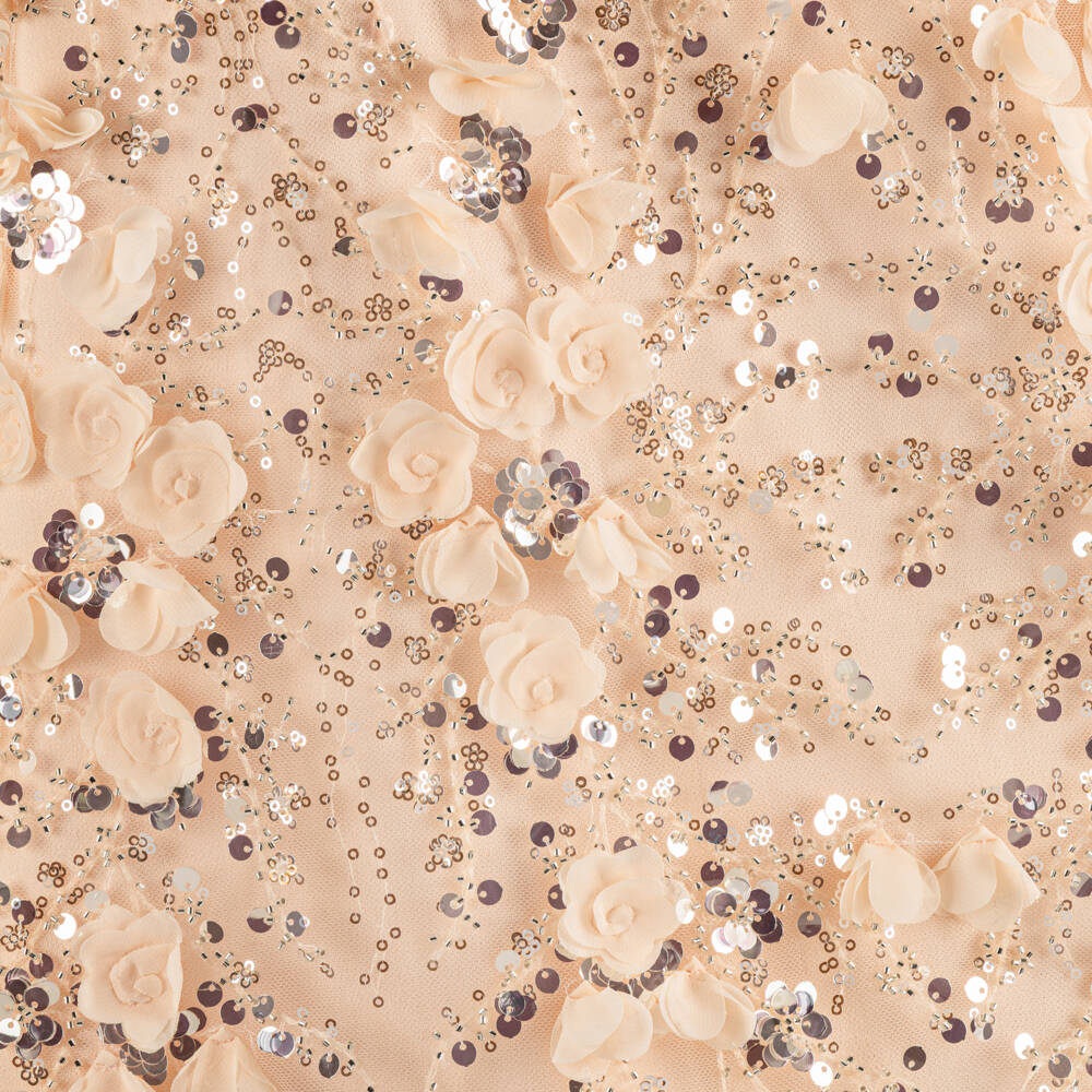 Junona-Girls Pink Tulle Dress with Floral & Sequin Embellishments | Childrensalon