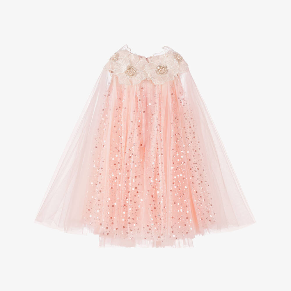 Junona-Girls Pink Tulle Flower & Sequin Dress | Childrensalon