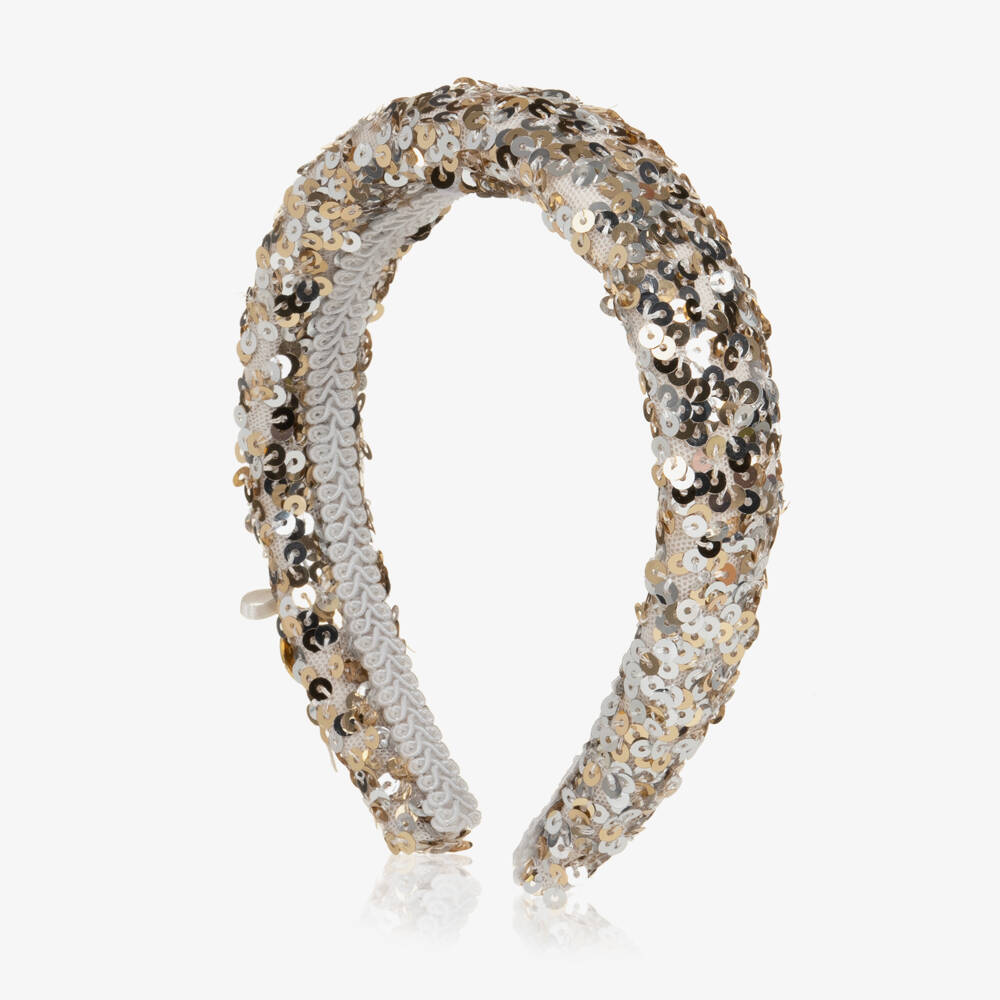 Junona-Girls Silver & Gold Sequinned Hairband | Childrensalon