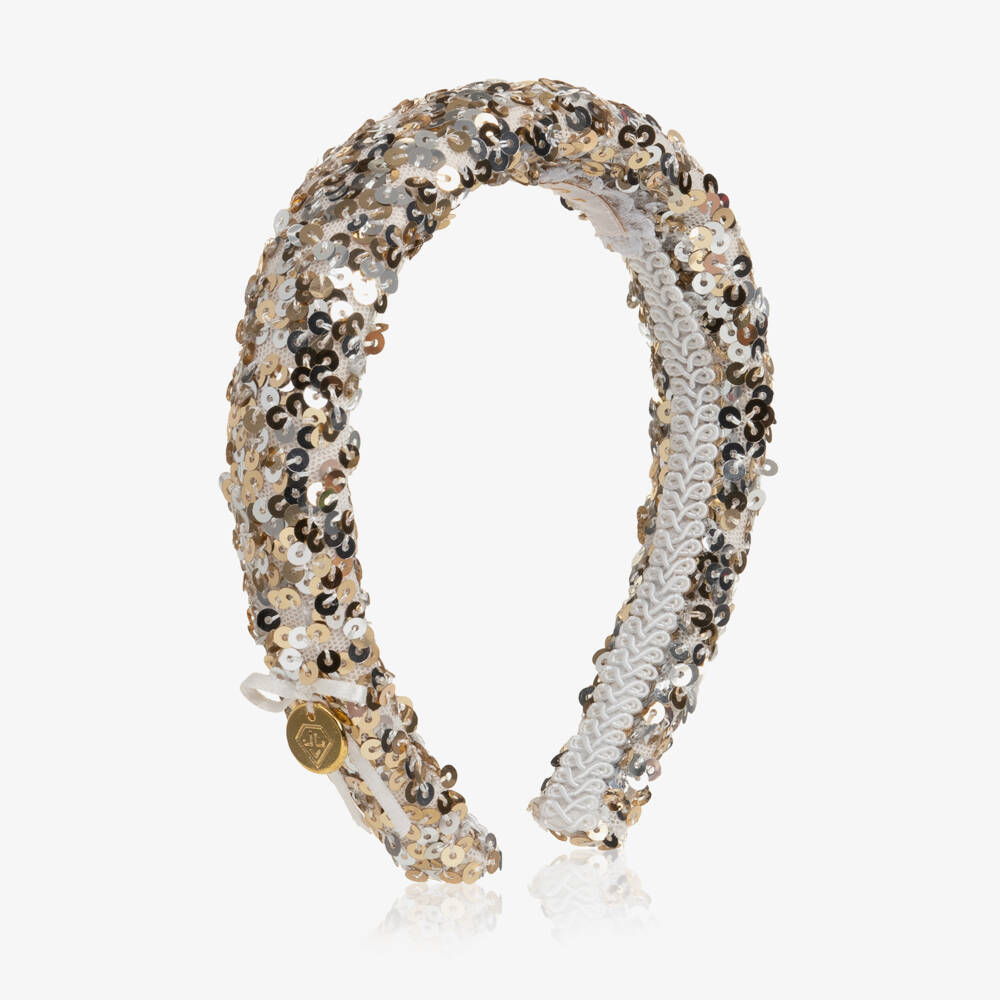 Junona-Girls Silver & Gold Sequinned Hairband | Childrensalon