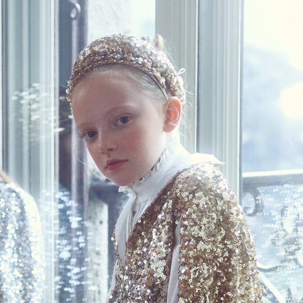Junona-Girls Silver & Gold Sequinned Hairband | Childrensalon