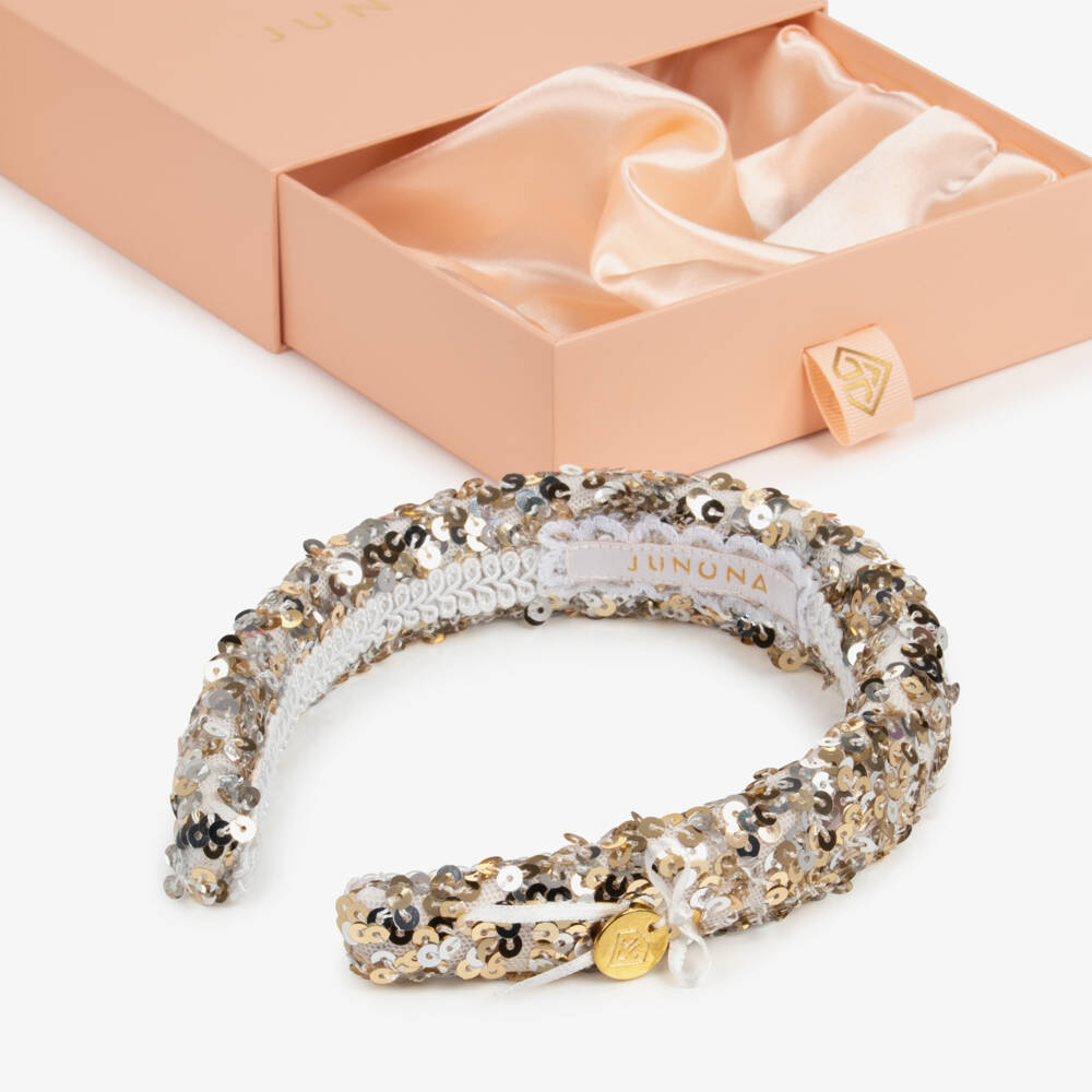 Junona-Girls Silver & Gold Sequinned Hairband | Childrensalon