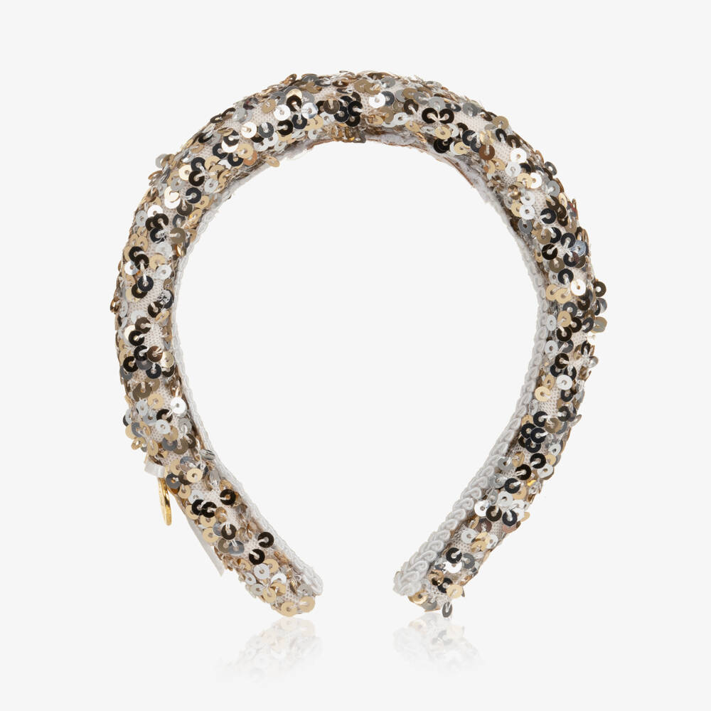 Junona-Girls Silver & Gold Sequinned Hairband | Childrensalon